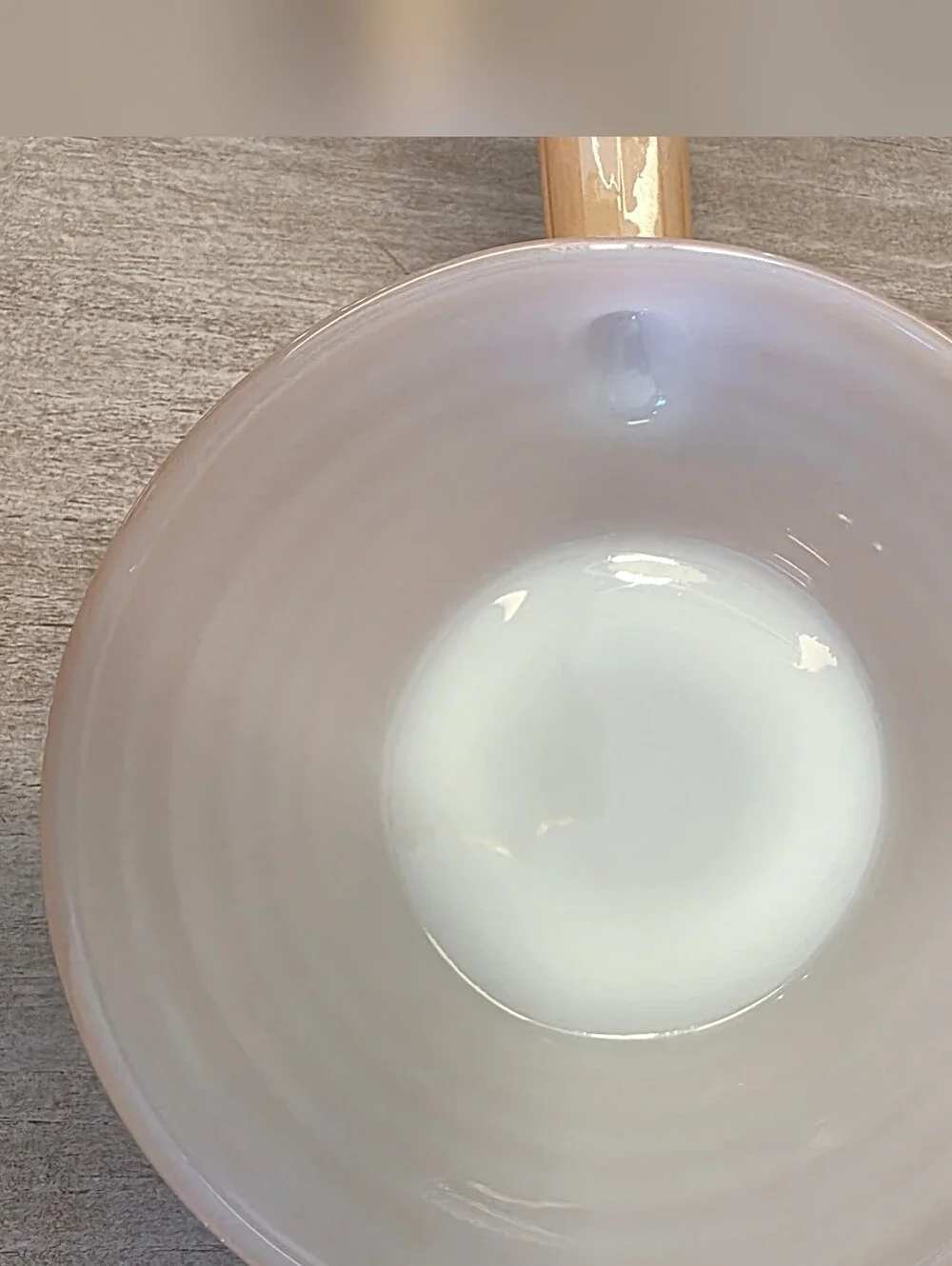 Fire King Vintage Peach Lustre Chili Bowl with Handle Beehive Ribbed Iridescent